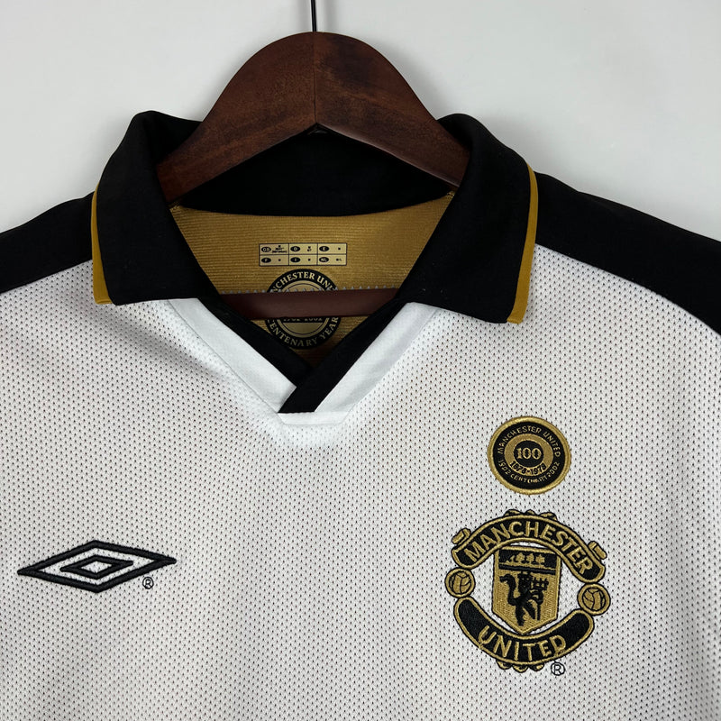Camisa Retrô Manchester United 2001/02 100th (DUPLA FACE)