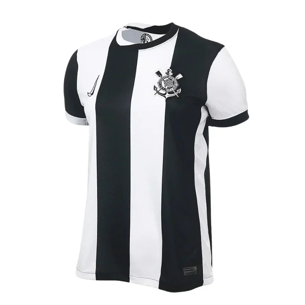 Camisa Feminina Corinthians III Torcedor - Branco+Preto