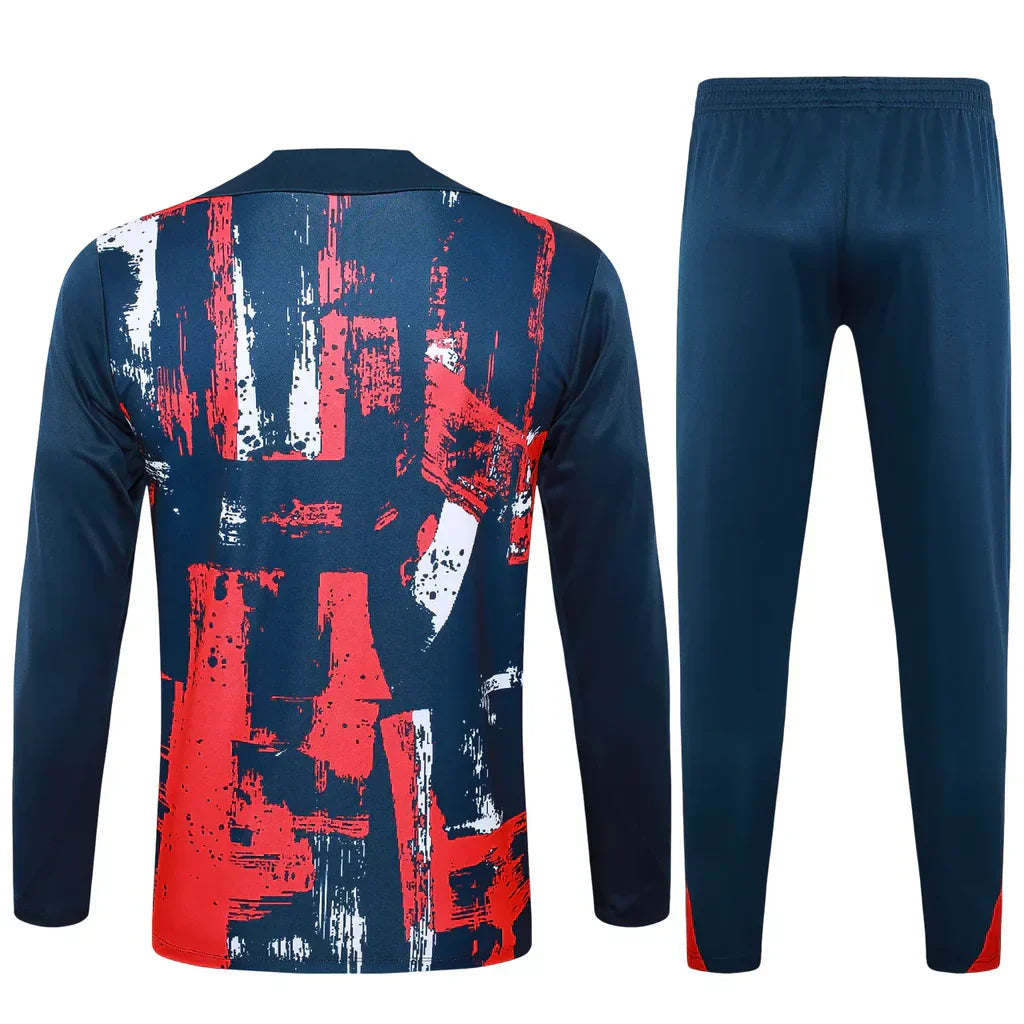 Conjunto Paris Saint Germain Zíper Curto Treino Vermelho e Azul 2024/25