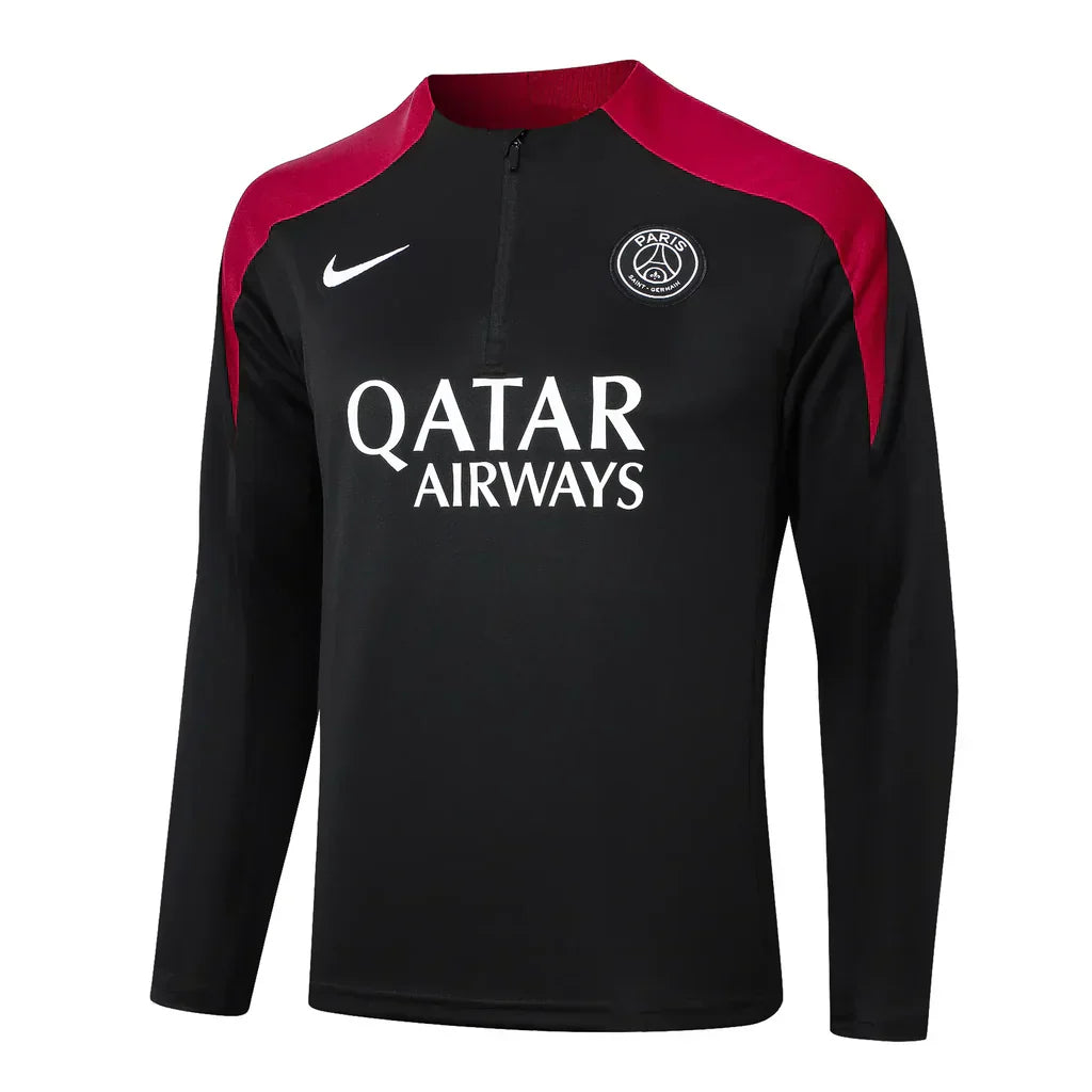 Conjunto Paris Saint Germain Zíper Curto Treino Preto 2024/25