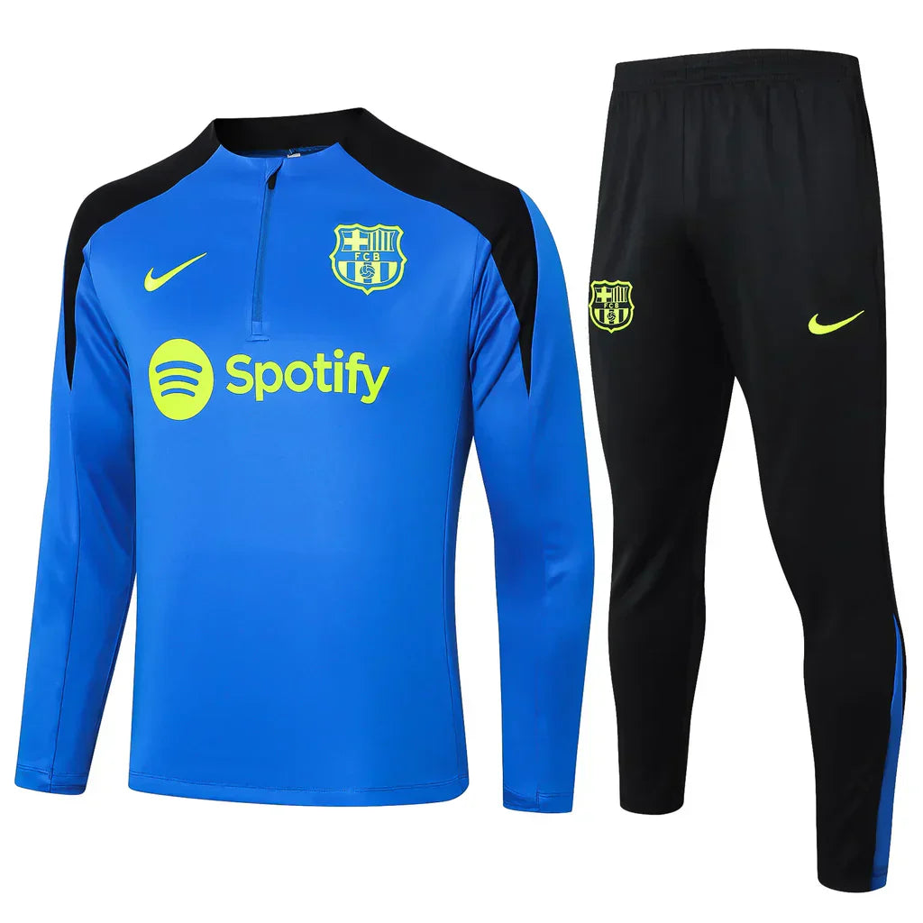 Conjunto Barcelona Zíper Curto Treino Azul 2024/25