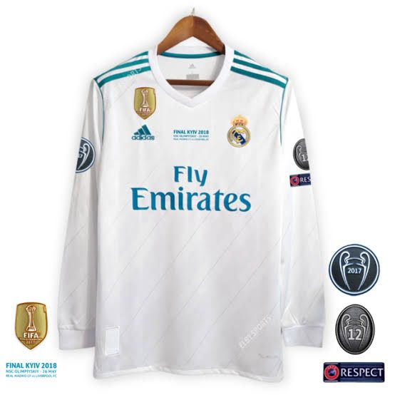 CAMISA REAL MADRID MANGA LONGA RETRÔ HOME 17/18