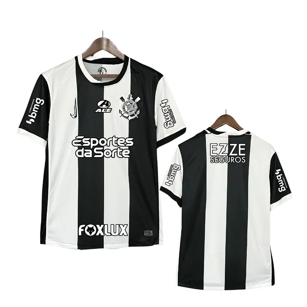 Camisa Feminina Corinthians III Torcedor - Branco+Preto
