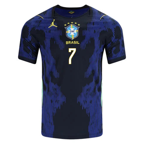 Camisa Brasil Away Azul - Vini Jr. #7 Copa do Mundo 2026 - Versão Torcedor