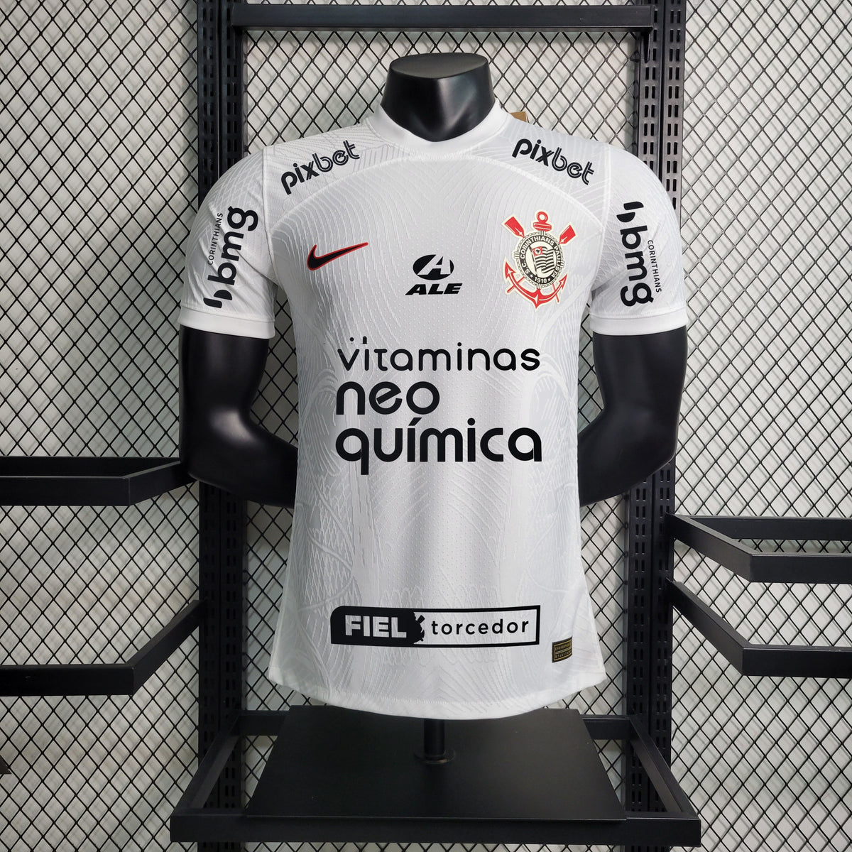 Camisa Corinthians Home 23/24 Nike Jogador Masculina + Patrocínio - JM sports