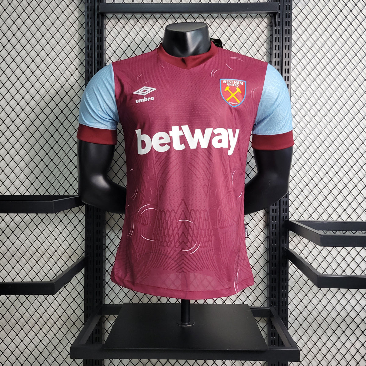 Camisa West Ham Home 23/24 - Umbro Jogador Masculino - JM sports