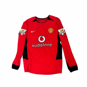 CAMISA RETRÔ MANCHESTER UNITED HOME MANGA LONGA 02/03