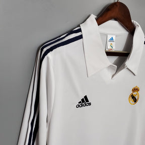 CAMISA REAL MADRID MANGA LONGA RETRÔ HOME 2002