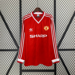 CAMISA RETRÔ MANCHESTER UNITED HOME MANGA LONGA 86/88