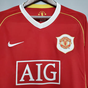 CAMISA RETRÔ MANCHESTER UNITED HOME MANGA LONGA 06/07