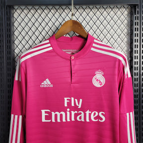CAMISA REAL MADRID MANGA LONGA RETRÔ ROSA 14/15