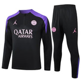 Conjunto Paris Saint Germain Zíper Curto Treino Preto e Roxo 2024/25