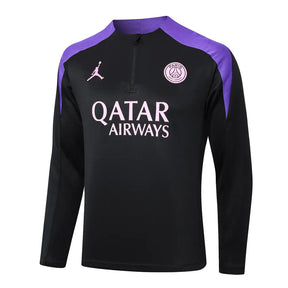 Conjunto Paris Saint Germain Zíper Curto Treino Preto e Roxo 2024/25