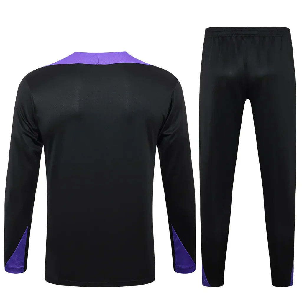Conjunto Paris Saint Germain Zíper Curto Treino Preto e Roxo 2024/25