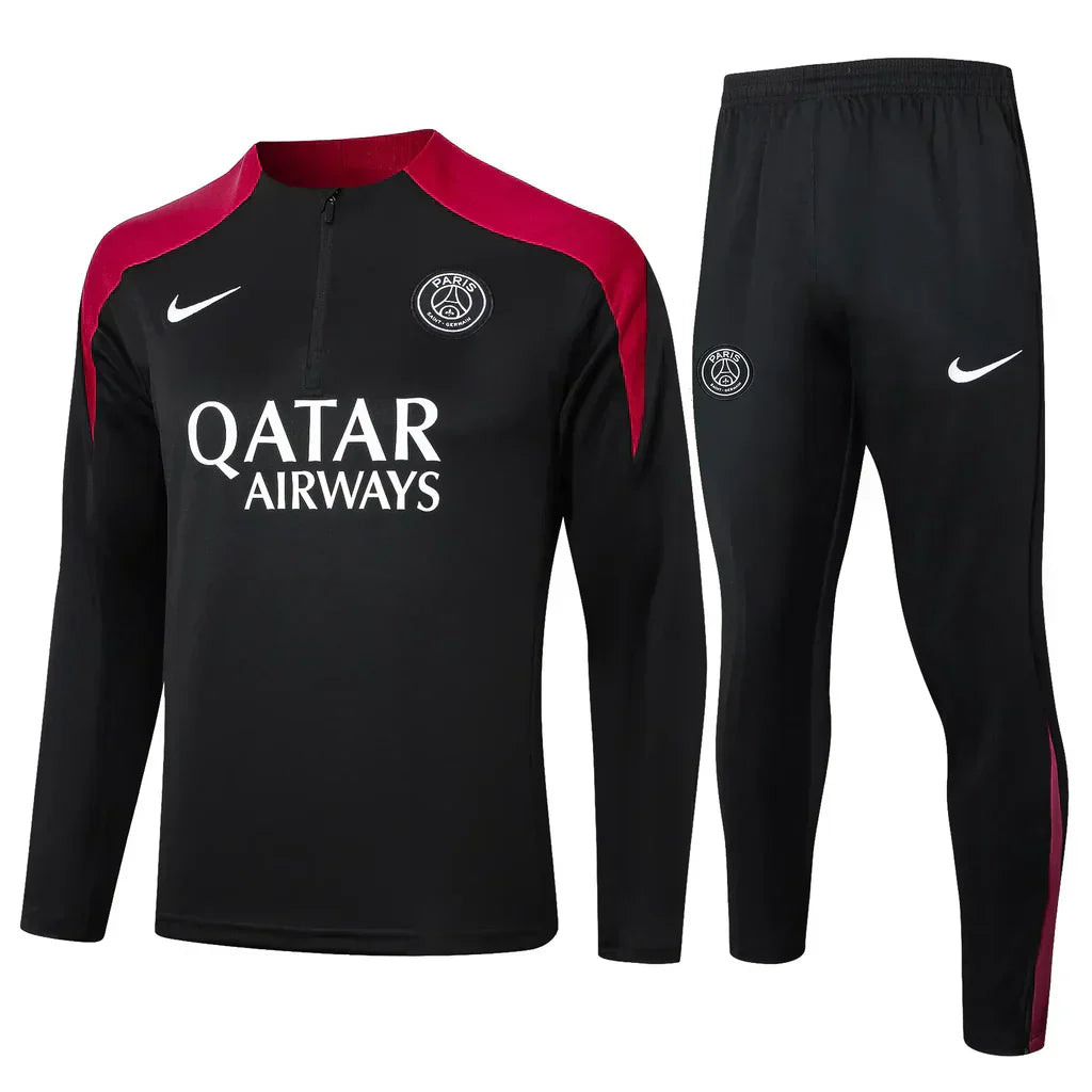 Conjunto Paris Saint Germain Zíper Curto Treino Preto 2024/25