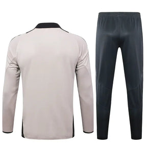 Conjunto Real Madrid Zíper Curto Treino Bege e Ciano 2024/25