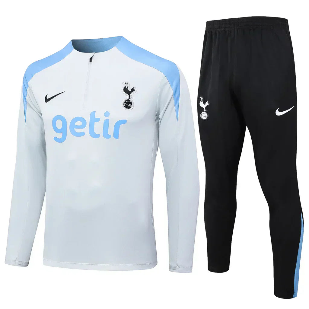 Conjunto Tottenham Zíper Curto Treino Branco 2024/25