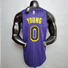 Camisa NBA Lakers #0 Young Purple Stripe - 23/24