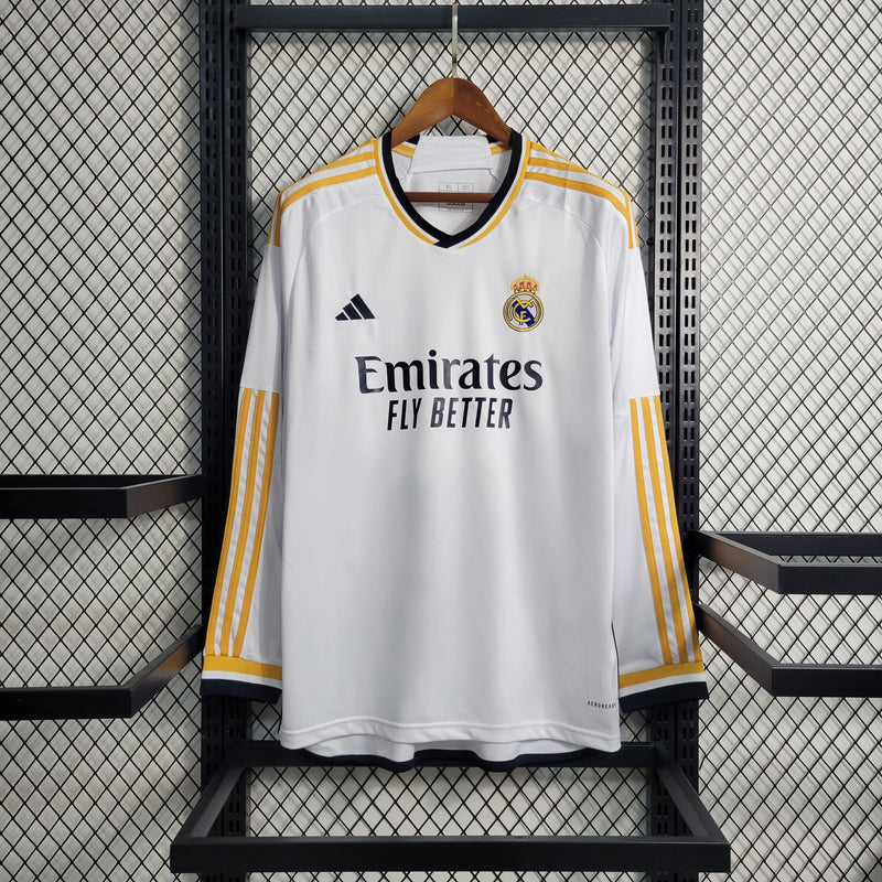 Camisa Real Madrid Home Manga comprida 23/24 - Adidas Torcedor Masculina - Torcedor - JM sports 