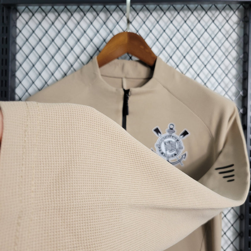 Jaqueta Corta Vento Branco Corinthians 23/24 Bege - JM sports 