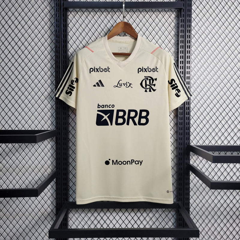 Camisa Flamengo Treino Branca + Patrocínios 23/24 - Versão Torcedor - JM sports 