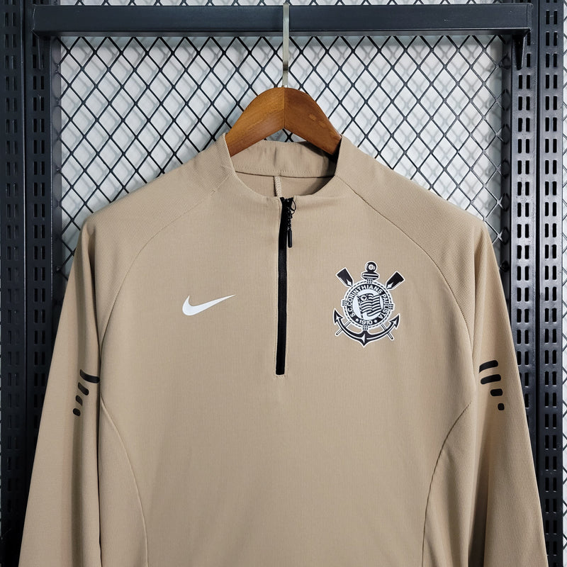 Jaqueta Corta Vento Branco Corinthians 23/24 Bege - JM sports 