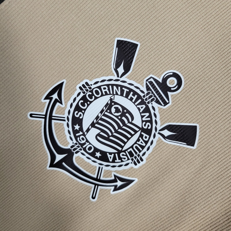 Jaqueta Corta Vento Branco Corinthians 23/24 Bege - JM sports 