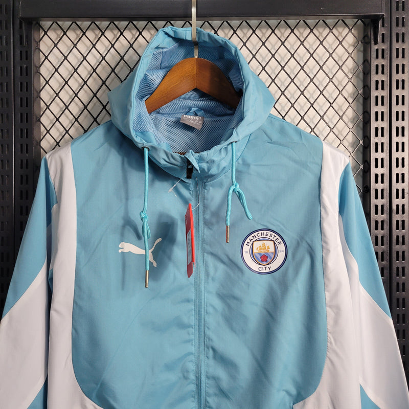 Jaqueta Corta Vento Manchester City 23/24 - Azul e Branca - JM sports 