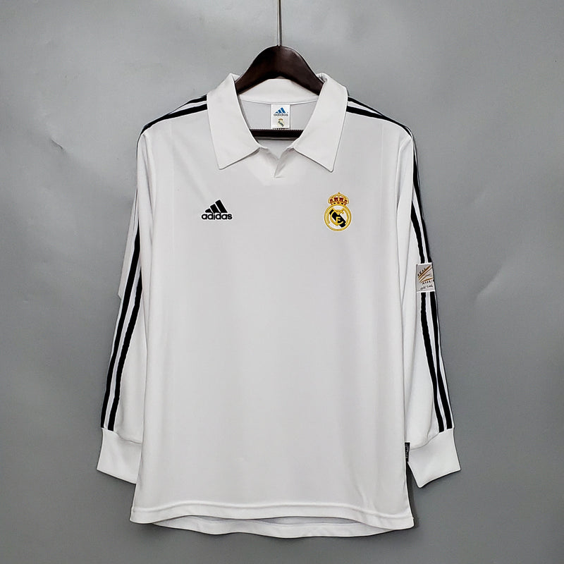 Camisa Real Madrid Titular 2002 - Versão Retro Manga Comprida - JM sports 