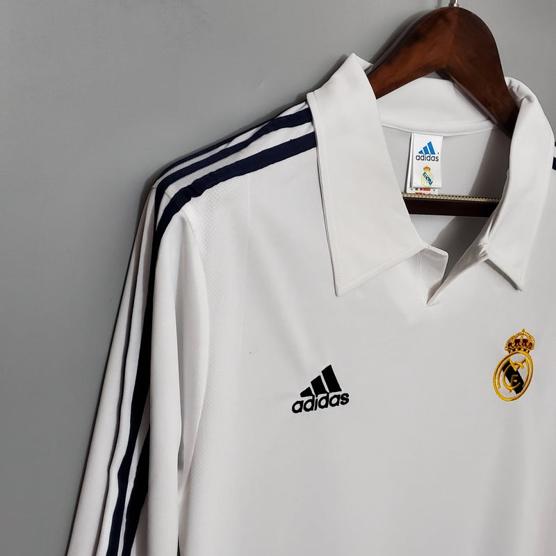 Camisa Real Madrid Titular 2002 - Versão Retro Manga Comprida - JM sports 
