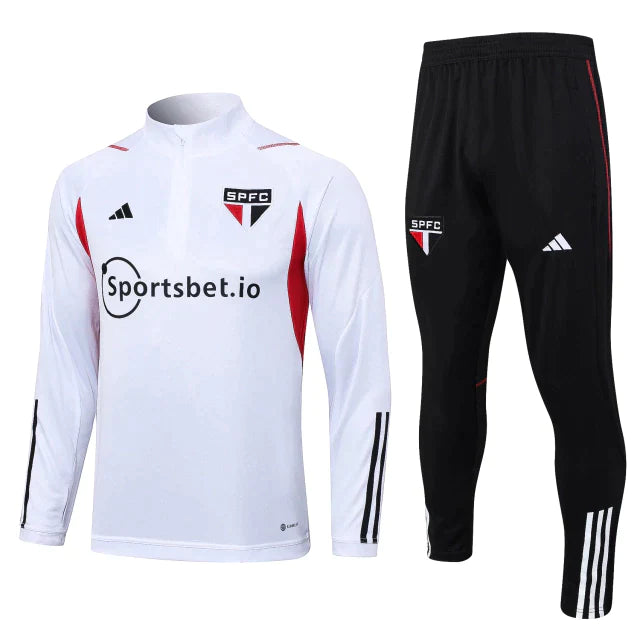Conjunto de Treino São Paulo 2023 Branco/Preto - JM sports 