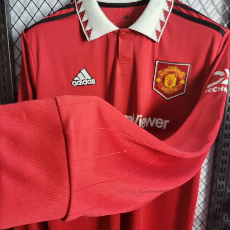 Camisa Manchester United Titular 22/23 - Versão Torcedor Manga Comprida - JM sports 