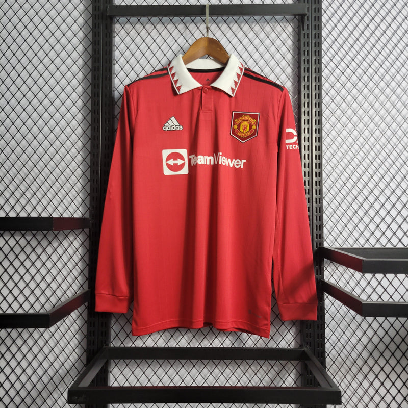 Camisa Manchester United Titular 22/23 - Versão Torcedor Manga Comprida - JM sports 