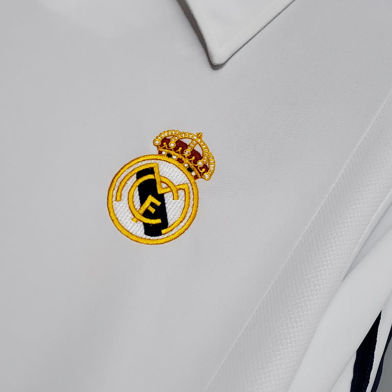 Camisa Real Madrid Titular 2002 - Versão Retro Manga Comprida - JM sports 